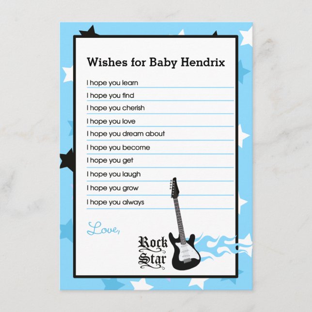 Blue Rock Star wünscht Babyberatungskarten Hinweiskarte (Vorderseite)