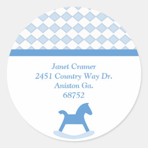 Blue Rocking Horse Address Stickers