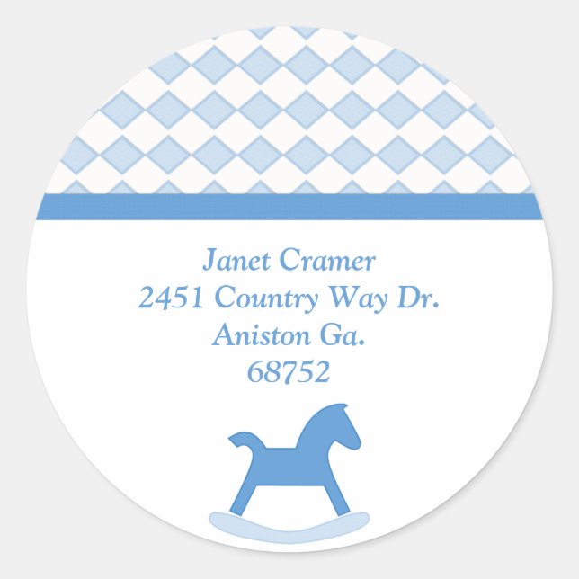 Blue Rocking Horse Address Stickers (Vorderseite)