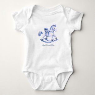 Blue Rocking Horse Baby Bodysuit Baby Strampler