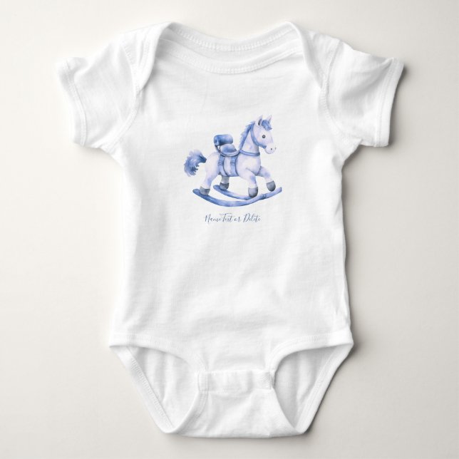 Blue Rocking Horse Baby Bodysuit Strampler (Vorderseite)