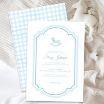 Blue Rocking Horse Baby Shower Einladung | Junge