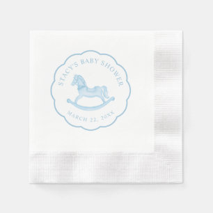 Blue Rocking Horse Boy Baby Shower Napkins Serviette