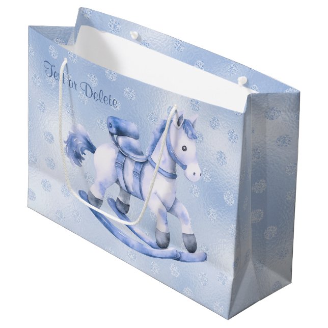 Blue Rocking Horse Geschenktasche Große Geschenktüte (Vorderseite Schrägansicht)