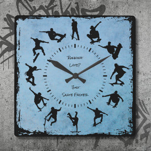 Blue Roll mit Time Skater Schlafzimmeruhr Quadratische Wanduhr