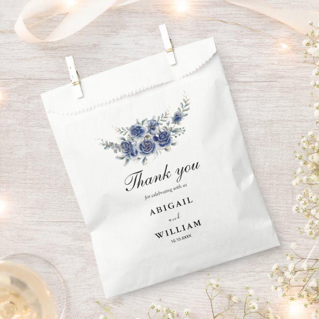Blue Romantic Eleganto Floral Gastgeschenk Hochzei Geschenktütchen (Ausgeschnitten)