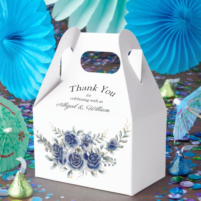 Blue Romantic Floral Botanic Gastgeschenk Hochzeit Geschenkschachtel (Party)
