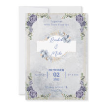 Blue Romantic Florals Hochzeitseinladung