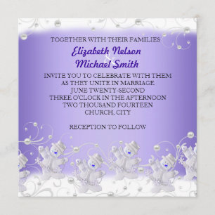 Blue Romantic Snowman Wedding Einladung