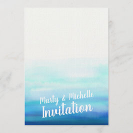 Blue Romantic Watercolor Waves Einladung
