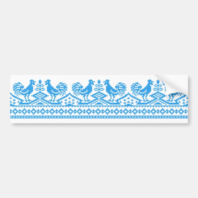 Blue Rooster cross-stitch Autoaufkleber (Vorne)
