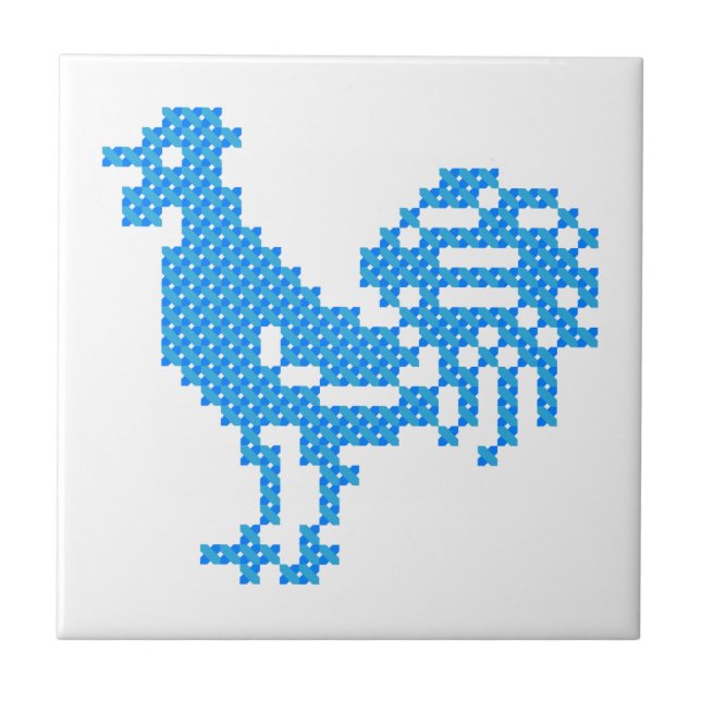 Blue Rooster Fliese (Vorderseite)