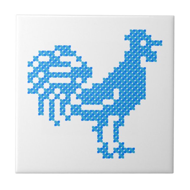 Blue Rooster Fliese (Vorderseite)