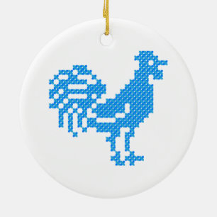Blue Rooster Keramik Ornament