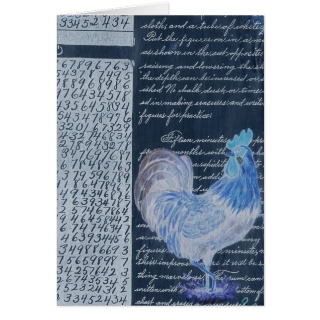 Blue Rooster mit Vintagem Papier (Vorne)