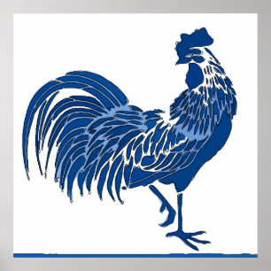 Blue Rooster Poster