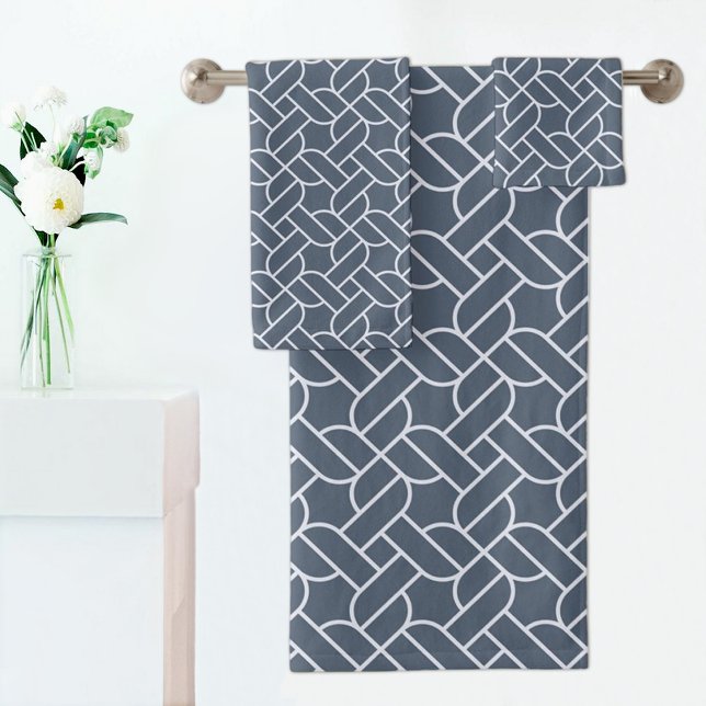 Blue Rope Pattern Towel Badhandtuch Set (Von Creator hochgeladen)