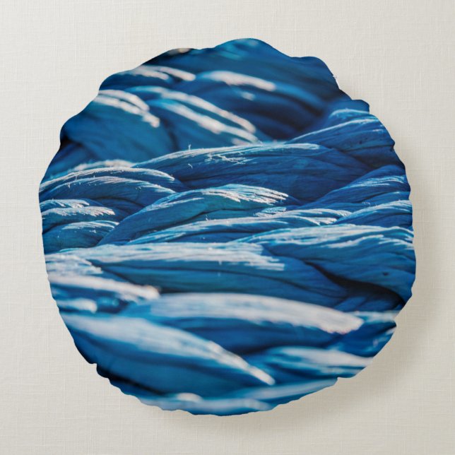 Blue Rope Rundes Kissen (Rückseite)