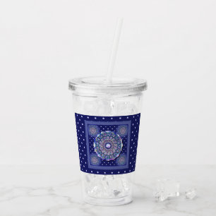 Blue Rosace Acryltrinkbecher