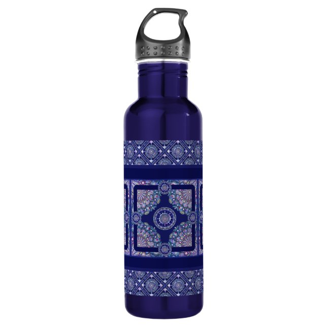 Blue Rosace Edelstahlflasche (Vorderseite)