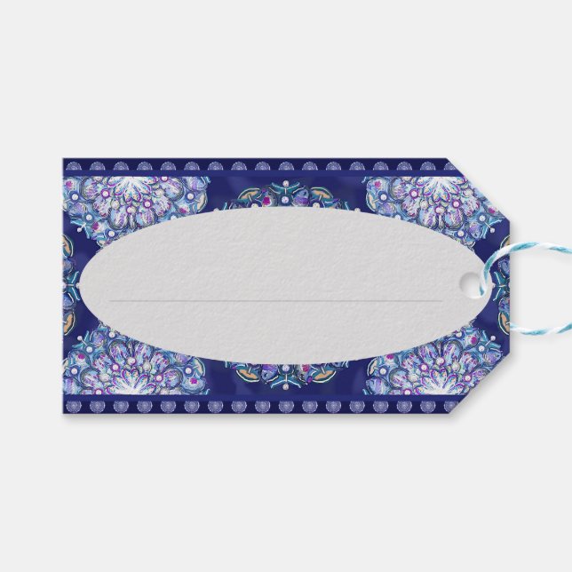Blue Rosace Geschenkanhänger (Vorderseite (Horizontal))