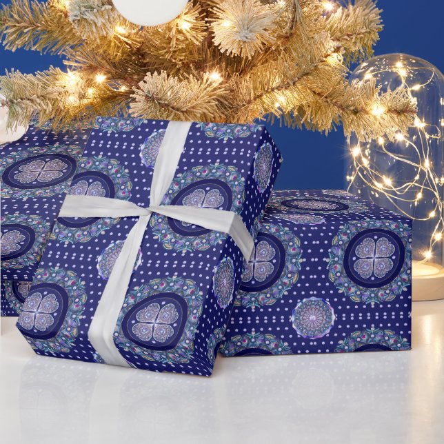 Blue Rosace Geschenkpapier (Feiertage)