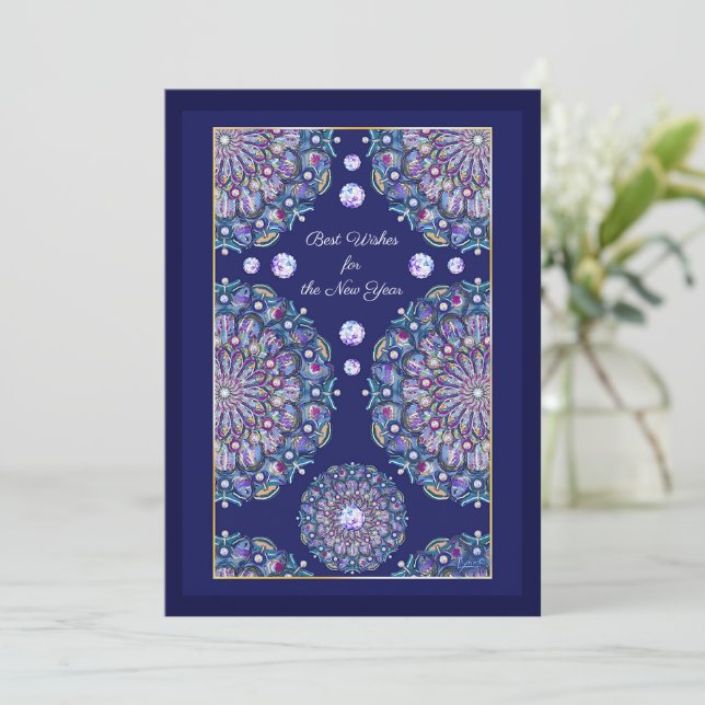 Blue Rosace Karte (Stehend Vorderseite)