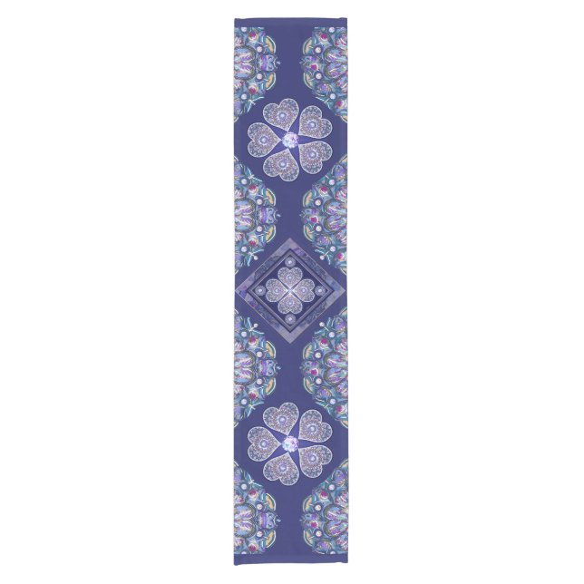 Blue Rosace Kurzer Tischläufer (Vorderseite)