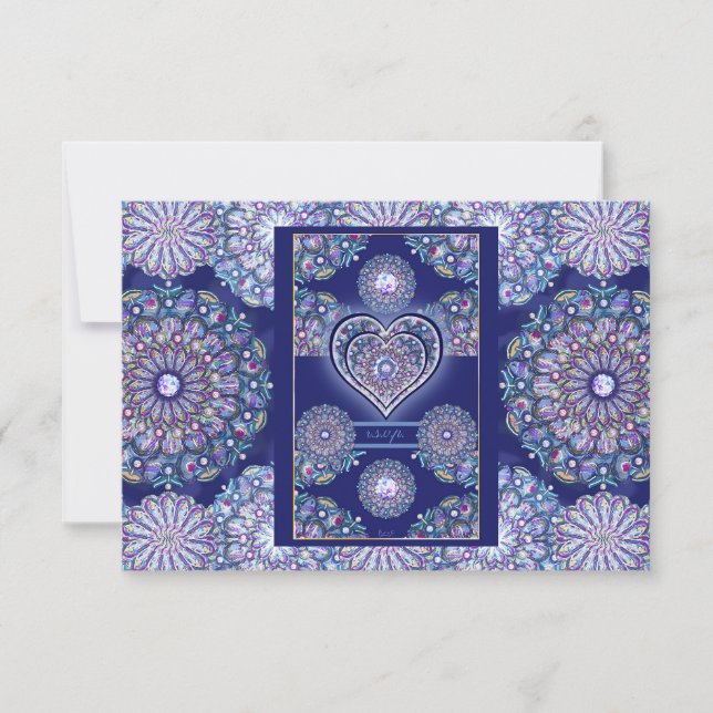 Blue Rosace RSVP Karte (Vorderseite)