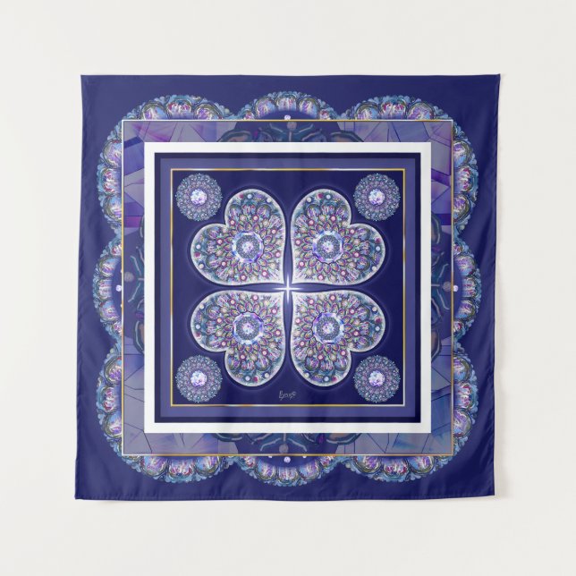 Blue Rosace Wandteppich (Vorderseite)