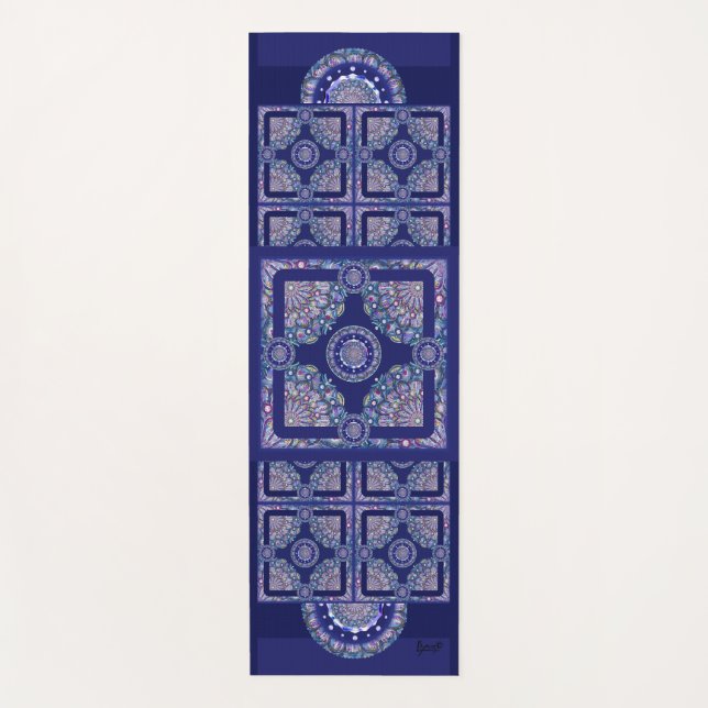 Blue Rosace Yogamatte (Vorderseite)