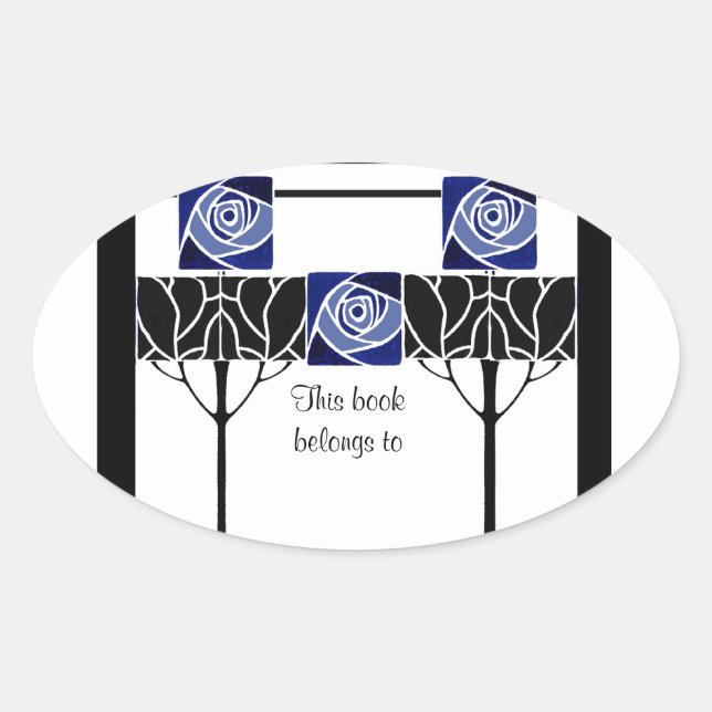 Blue Rose Art Nouveau Aufkleber (Vorderseite)