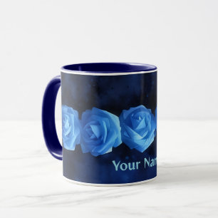 Blue Rose Art Tasse mit Persönlicher Name Blume Ta