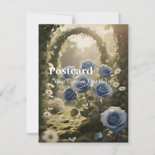 Blue Rose Bloom - Elegante romantische Botschaft Postkarte