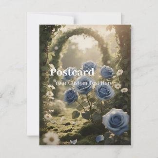 Blue Rose Bloom - Elegante romantische Botschaft Postkarte