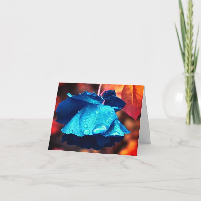 Blue Rose Blume Art Note Card Dankeskarte (Vorderseite)