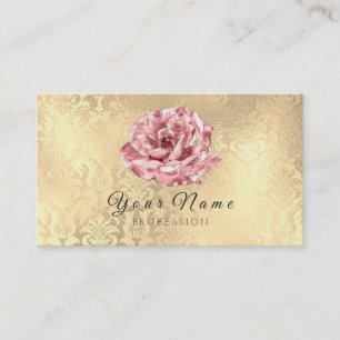 Blue Rose Blumen Damask Blogger Stylist Goldenes E Visitenkarte