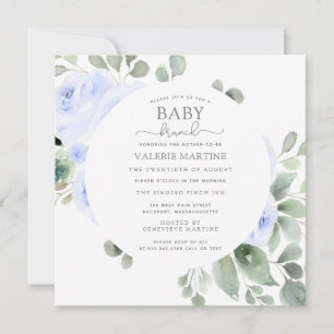 Blue Rose Botanical Baby Brunch Einladung