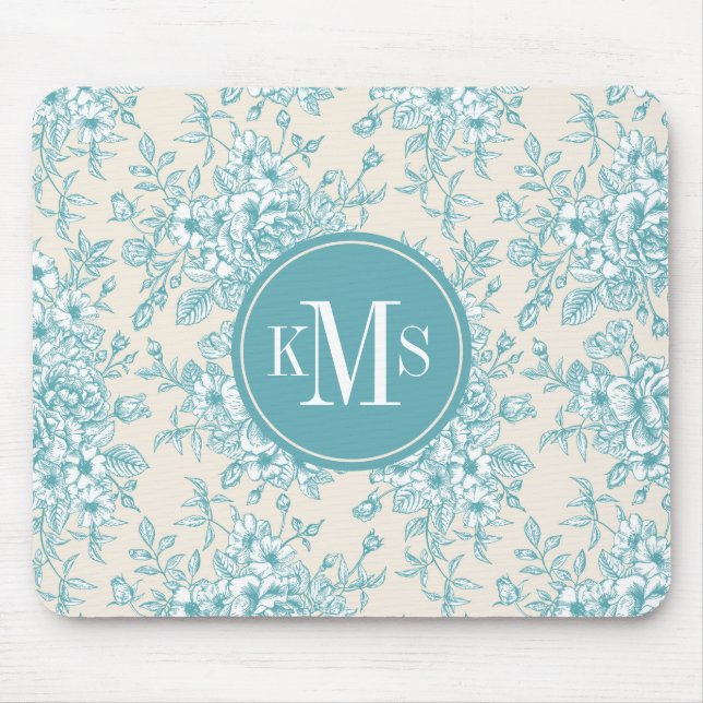 Blue Rose Bouquet Garden Blumenmuster Mousepad (Vorne)