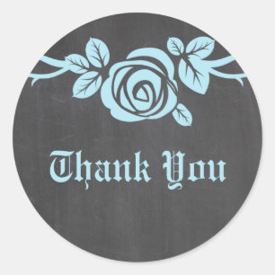 Blue Rose Chalkboard Danke Stickers