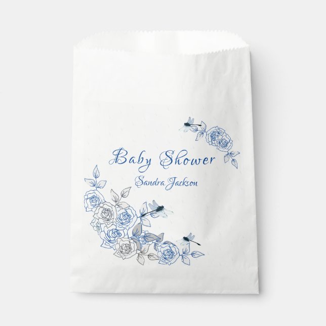 Blue Rose Dragonfly Boy Baby Dusche Geschenktütchen (Vorderseite)