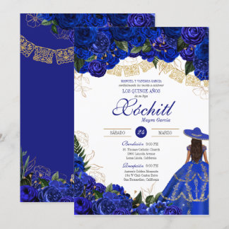 Blue Rose Elegante Charro Quinceanera Einladung