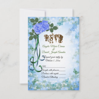 Blue Rose elegante Spring Wedding RSVP Karte
