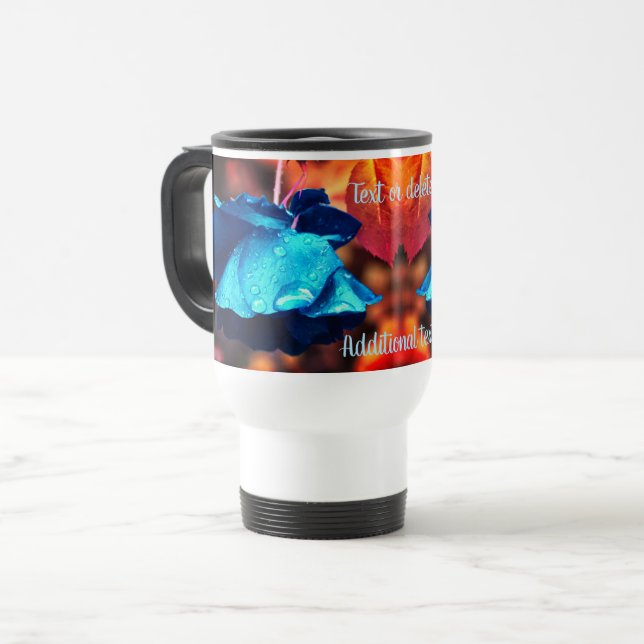 Blue Rose Floral Art Personalisiert Reisebecher (Vorderseite Links)