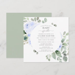 Blue Rose Floral Baby Sprinkle Einladung