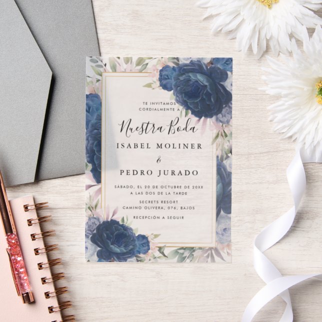 Blue Rose Floral Nuestra Boda Spanish Wedding (Hochzeit)