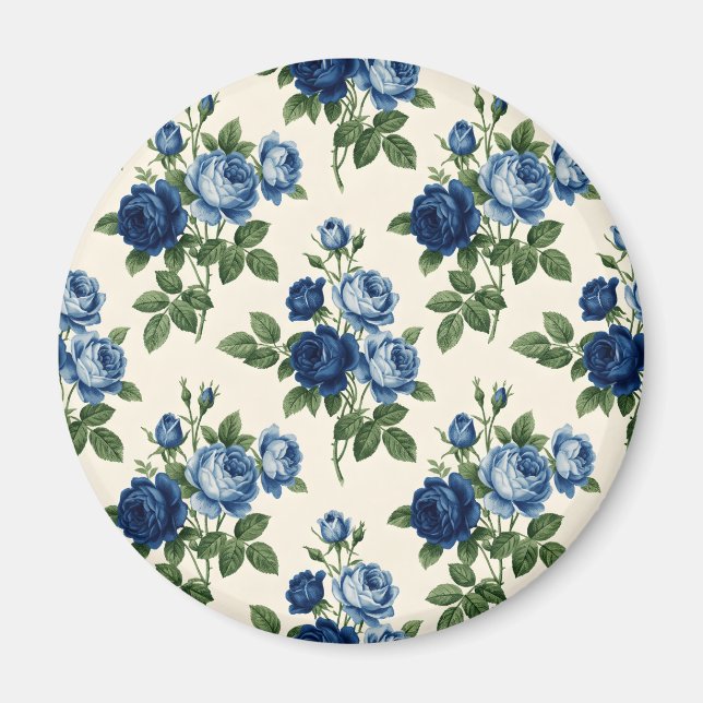 Blue Rose Floral Pattern Magnet (Vorne)