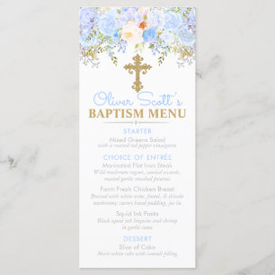 Blue Rose Garden Taufe Custom Event Menükarte