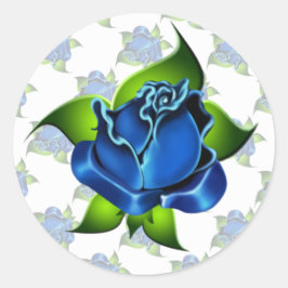 Blue-Rose-Geschenkaufkleber Runder Aufkleber