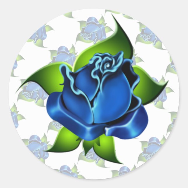 Blue-Rose-Geschenkaufkleber Runder Aufkleber (Vorderseite)